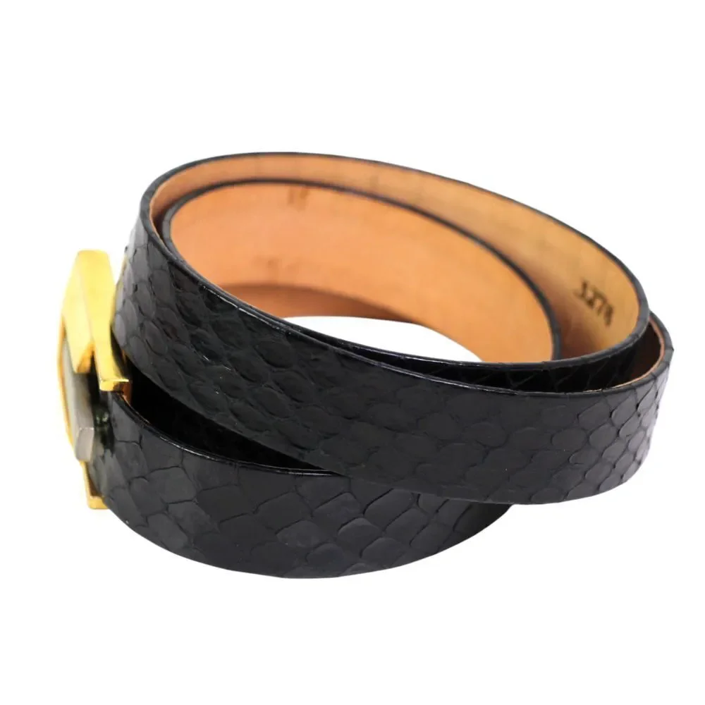 Serpent 3276 BLACK SNAKE SKIN LEATHER SKINNY DRESS WOMENS BELT Sz S 28